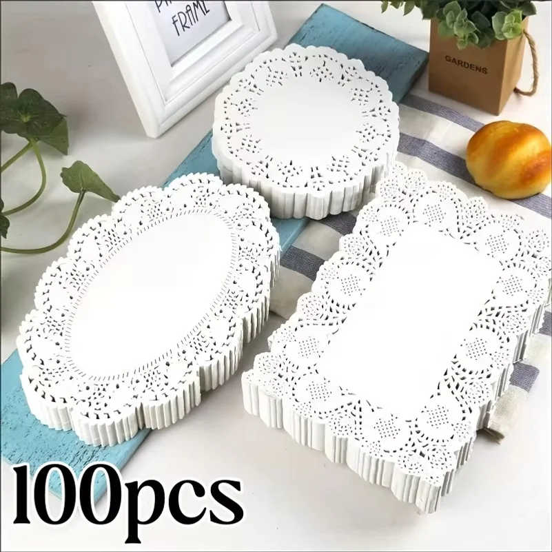 Placemats Paper Doily Lace Brim Cupcake Pad for Fried Food Dessert Party Wedding Table Decor Kitchen Baking Utensils
