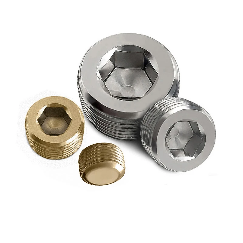 Galvanized 1/8" 1/4" 3/8" 1/2"  Plated Nickel/Pure Copper Male Countersunk Flange Hex Square End Plug Cap Galvanized Pipe Fittin