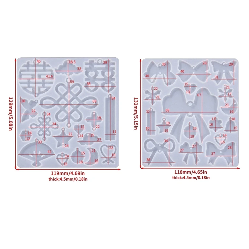 5 Stück Ohrring-Anhänger-Silikonform, chinesische Schleife, Epoxidharz-Form, DIY-Ornamente, Schlüsselanhänger, Halskette,