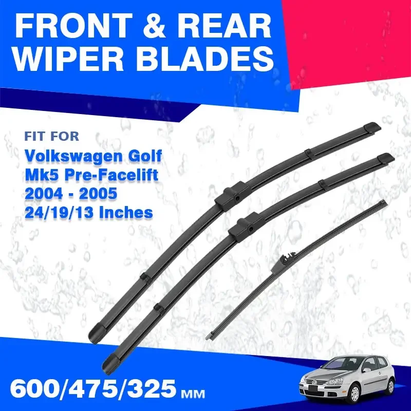 

Front Rear Wiper Blades For VW Volkswagen Golf Mk5 V 5 Pre-Facelift 2004 2005 Variant GTI Plus Windshield Windscreen Accessories