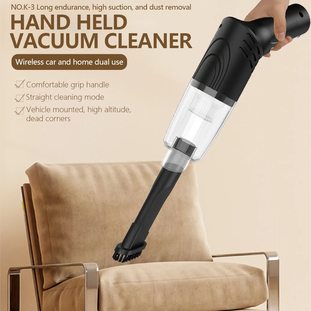 Cordless Portable Vacuum Cleaner USB Rechargeable Handheld Powerful Suction Vacuum 3000Pa 1200mAh Rotating Handle for Car/Home