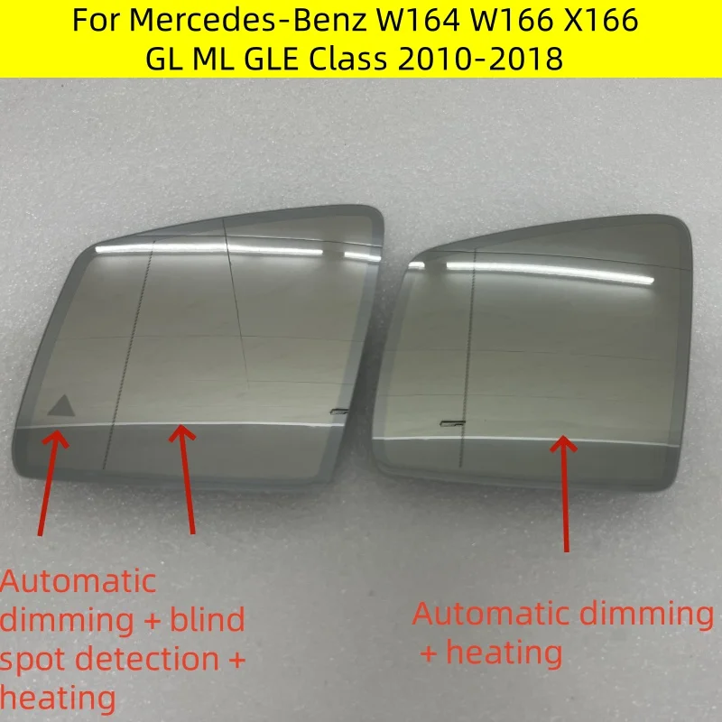 

For Mercedes-Benz W164 W166 X166 GL ML GLE Class 2010-2018 High quality Car Dimming Heated Warning Rear Mirror Glass New