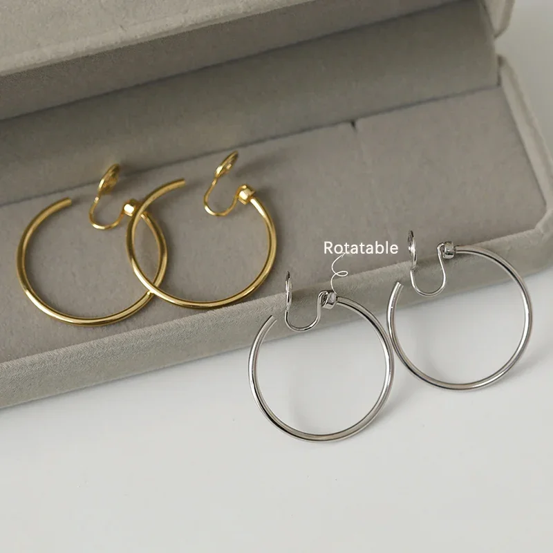 New Design 30-50mm Simple Exaggerated Rotatable Big Hoop Mosquito Coil Clip Earrings for Women Without Ear Piercing Jewelry Gift