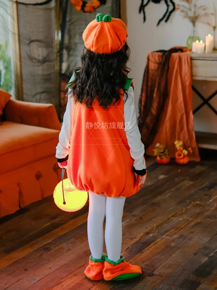 Disfraces de Halloween para niños, vestido sin mangas de calabaza para actuaciones de escenario, disfraces de Anime para niñas