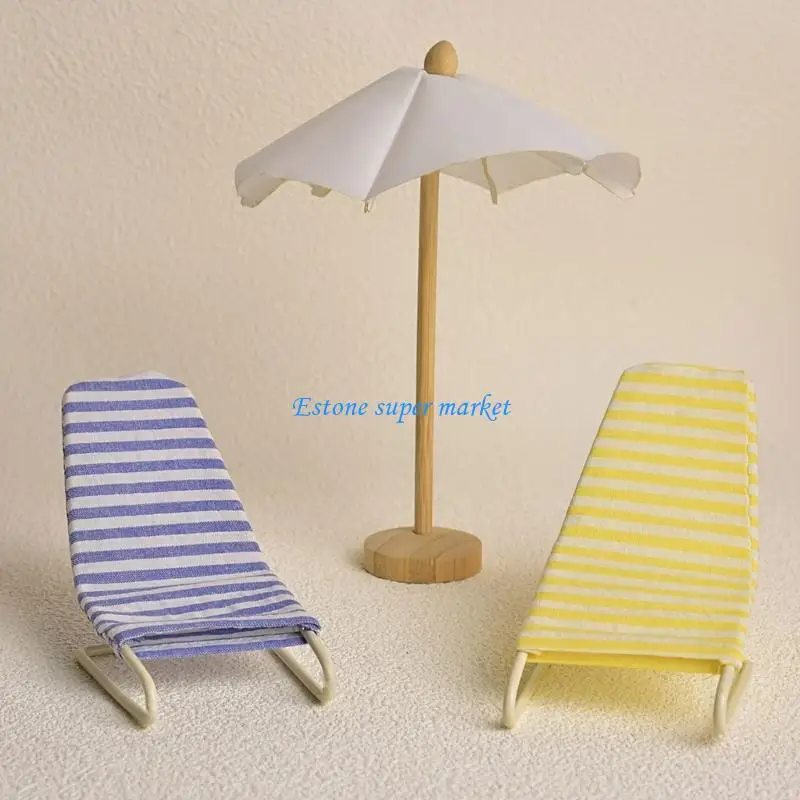090B Doll House Plastic Chair 1:12 Model Display Beach Chair Toy 1:12 Scale Furniture
