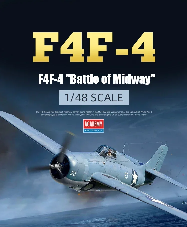 أكاديمية تجميعها نموذج طائرة عدة 12355 F4F-4 Wildcat Fighter Battle of Midway 1/48 مقياس