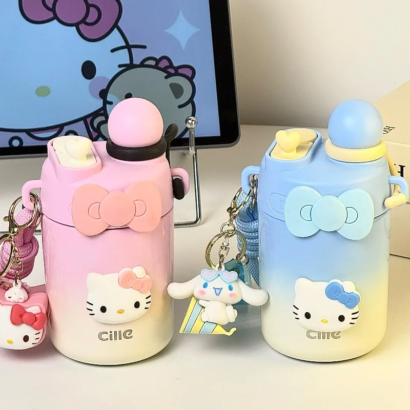 

Kawaii Hello Kitty Sanrio Student Cute Cartoon Stainless Steel Thermos Cup Children Large Capacity Sippy Cups Gift for Kids