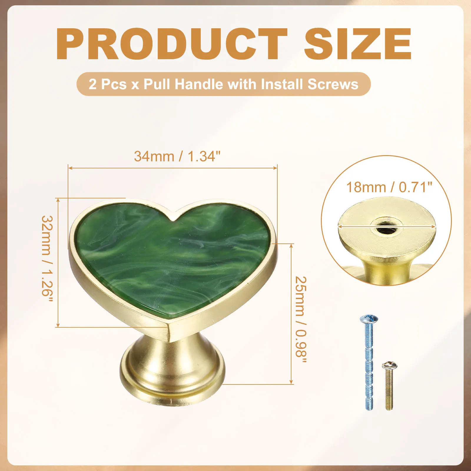 Uxcell 2/4Pcs Drawer Knobs Zinc Alloy Decorative Heart-Shaped Pull Handles with Screws for Furniture Dresser Wardrobe Cupboard