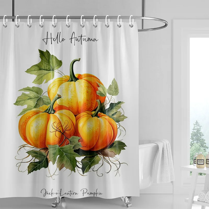 Home decoration shower curtains for bathroom waterproof curtain fabric Modern Nordic style Living Room Halloween Autumn Pumpkin