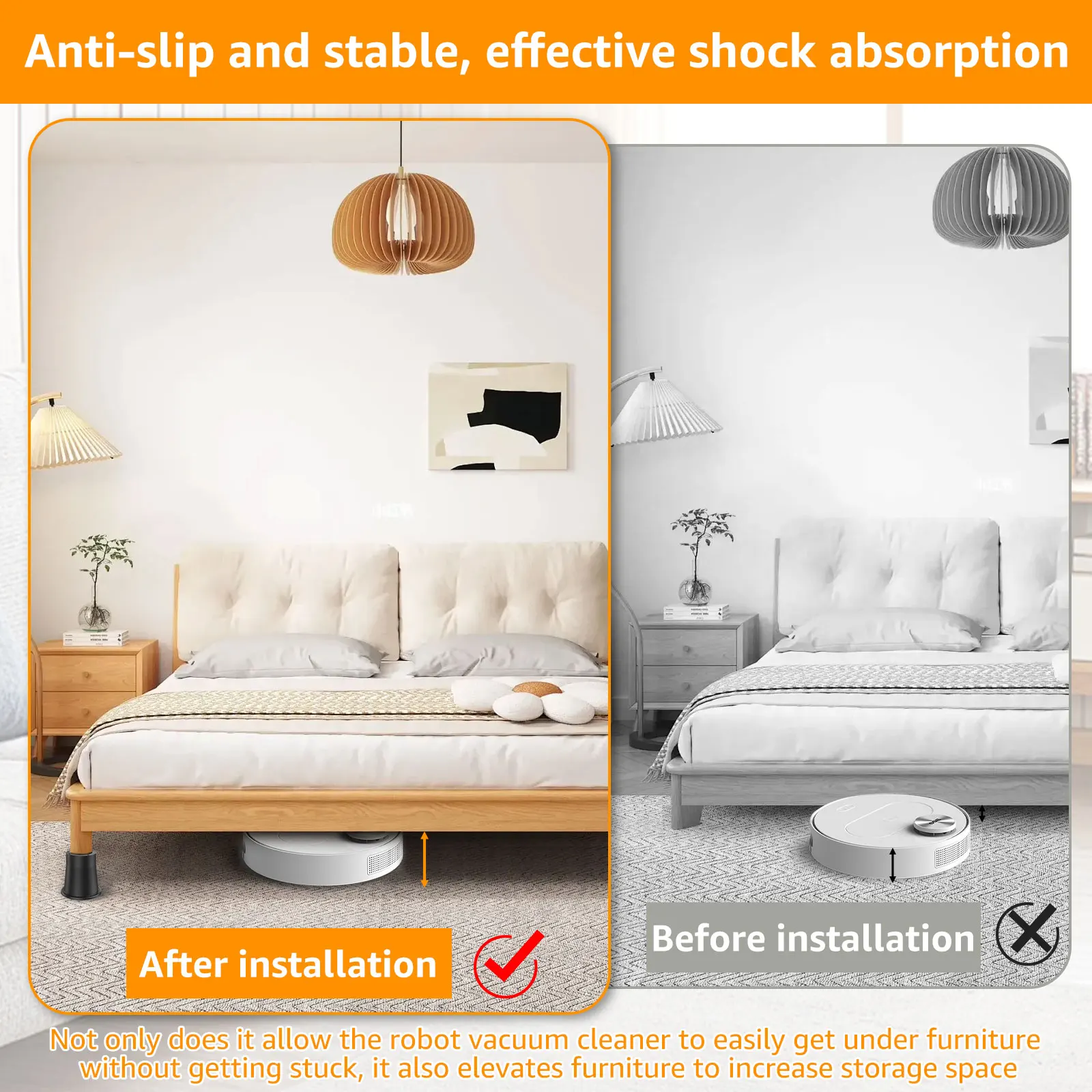 4/6Pcs Round Furniture Riser Heavy Furniture Heightening Foot Pad Chair Riser Support Anti-Slip Lifts Riser for Sofa Table Desk