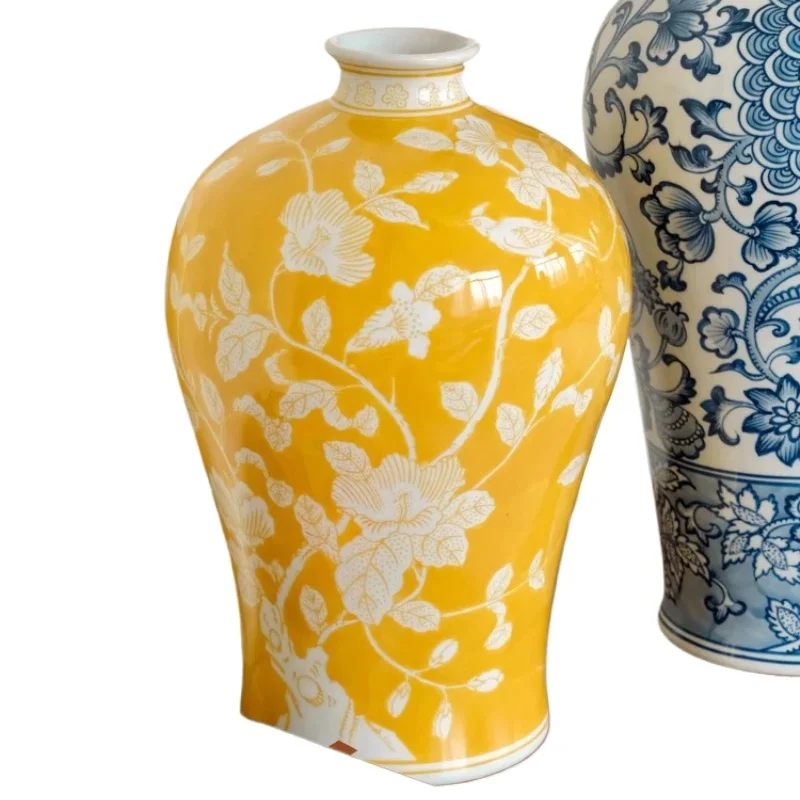

"Rich Huanglan" lucky ornament porch living room vase flower utensils rich yellow new Chinese ornament