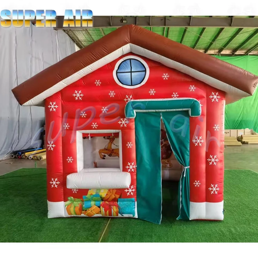 Decoración de celebración navideña, tienda cuadrada inflable, hermosa casa navideña inflable para fiesta