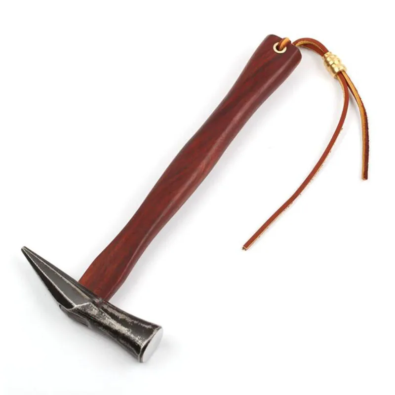 Japanese-Style High Carbon Steel Window Breaker Hammer with South American Bloodwood Handle Stone Washing HRC54 S55
