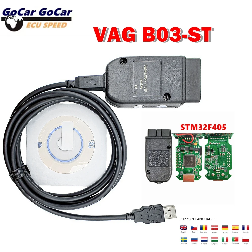 

2025 latest VAG B03-ST STM32F405 23.3.0 version For VW 1:1 SMT OBD2 Car Diagnostic Scanner Cable K line Original outer shell
