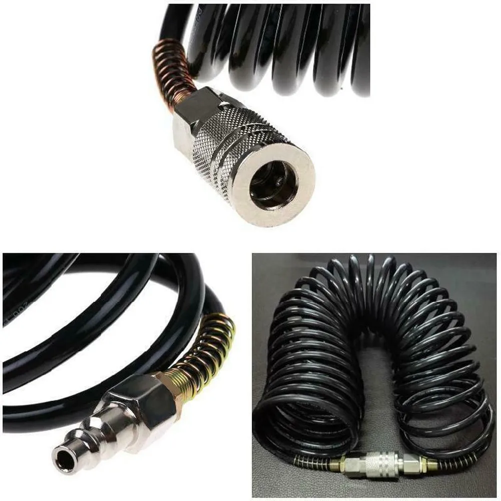 1/4 PE Flexible Compressor Air Hose Practical Pneumatic Tools Accessory Extension Inflating Coil Adapter Quick Couple