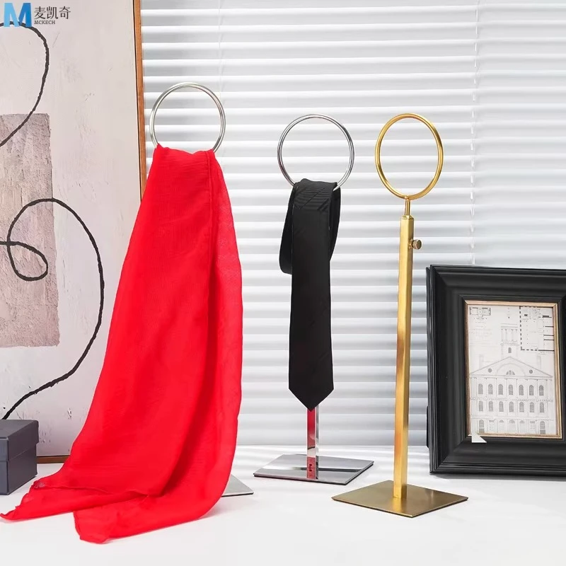Stainless Steel Scarf Display Rack Adjustable Tie Decorative Stand Clothing Store Window Display Commercial Clothing Accessories