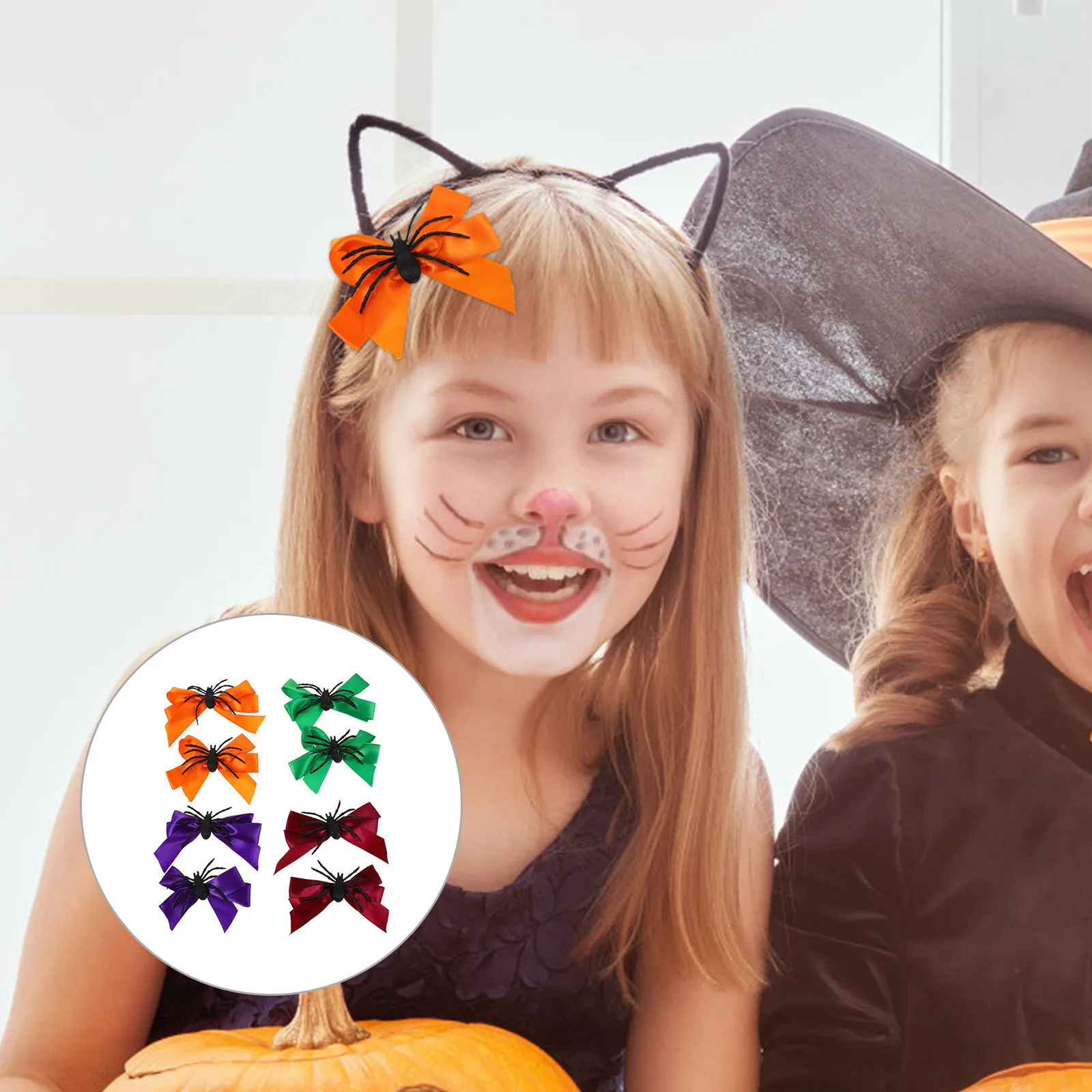 

Набор из 8 заколок для волос в виде пауков на Хэллоуин для женщин, девочек и детей, аксессуары для косплея, заколки для костюмированных вечеринок, тематические заколки-бантики в стиле Хэллоуин