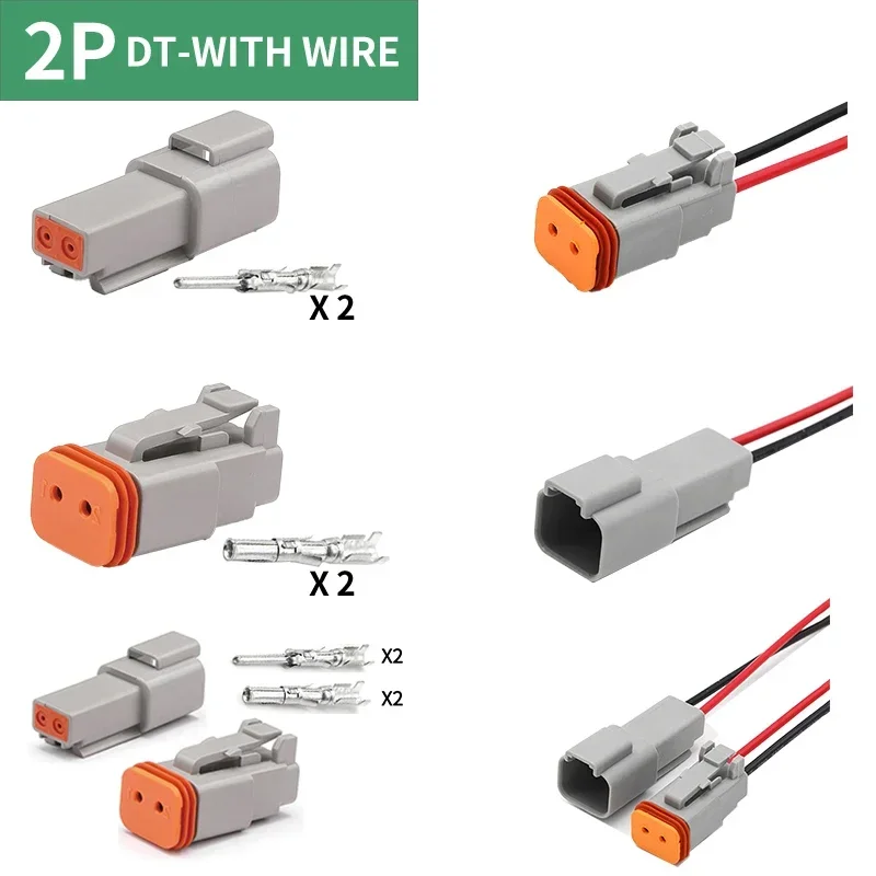 5/10/100 Sets Deutsch Type Connector Male Female Waterproof DT Connectors 2-Pin Dt04-2p Dt06-2s 8202612040,Sealable,2 Position