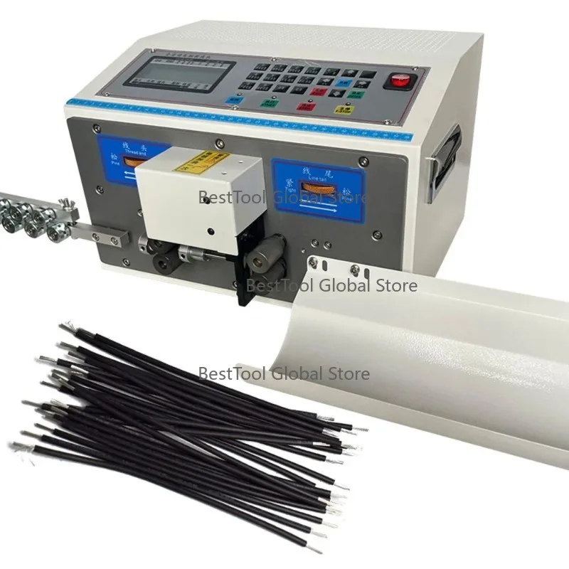 Full Aut-omatic Wire Cutting Stripping Machine High Precision Cable Stripper LCD Display Adj-ustable Length Wire Processing Tool
