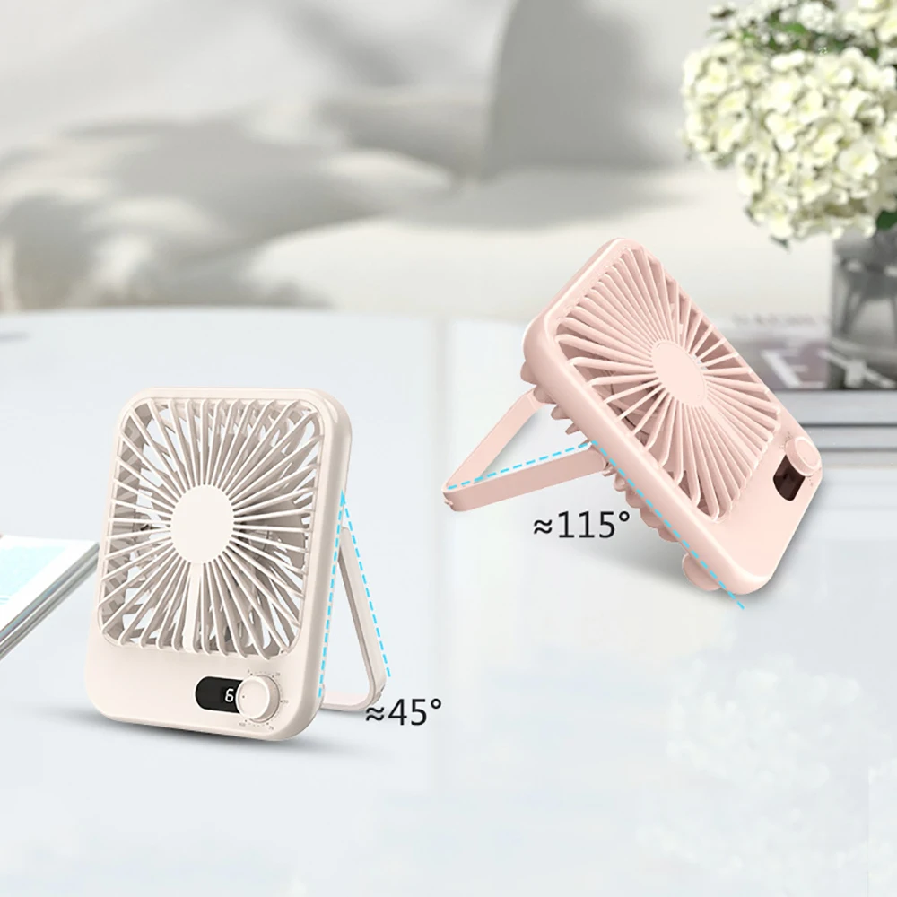 Desktop Fan Adjustable Angle 100 Speeds Portable Ultra-thin Strong Wind Table Fan Foldable Charging Electric Fan 1200mah Battery