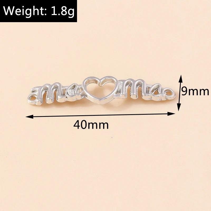 Leslie 20 Stück 40*9mm Metalllegierung Hohle Buchstaben-Anhänger Mama Charms Schmuck DIY Halskette Armband Ohrringe Herstellung – Detail 1