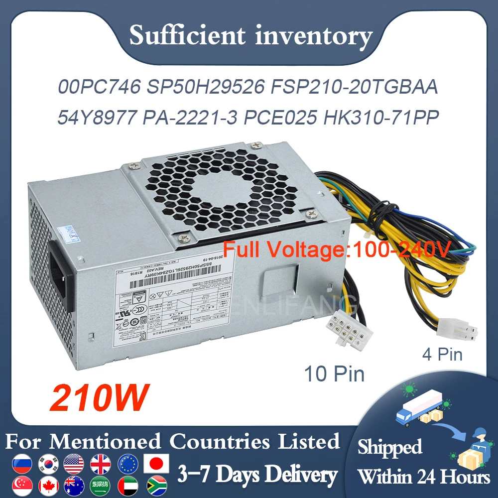 Genuine New For Lenovo 210W 10Pin Power Supply FSP210-20TGBAA FSP210-20TGBAB 54Y8977 PA-2221-3 PCE025 HK310-71PP 00PC746