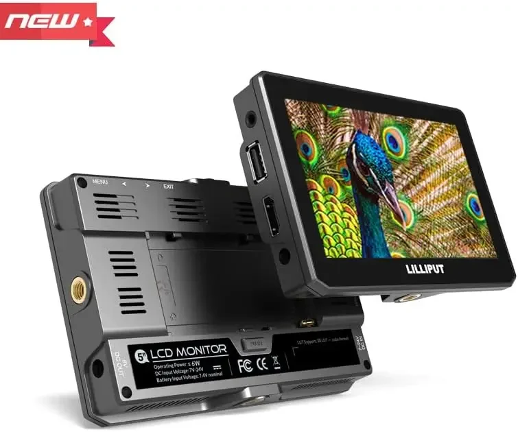 Монитор LILLIPUT T5U 4K HD, 5-дюймовый сенсорный экран на камере, внешний выход дисплея на USB HDMI, совместим с живым потоковым видео