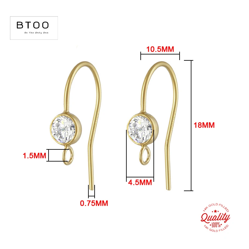 14K Gold Filledหูลวด 4MM Zircon BEZELหูลวดแหวนทองหูลวดเครื่องประดับทําHandmde DIYต่างหูอุปกรณ์เสริม