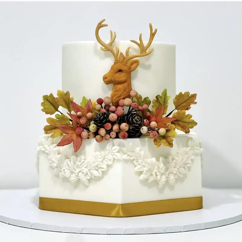 Christmas Silicone Mold Pinecone Fondant Cake Decoration Silicone Mold Hand Made Decorating Leaves Chocolate Candy Kitchenware