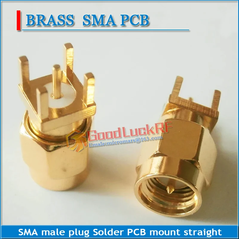 1X Stuks Rf Connector Socket Sma Stekker Soldeer Pcb Mount Straight 5.08Mm Vergulde Coaxiale Rf Adapters