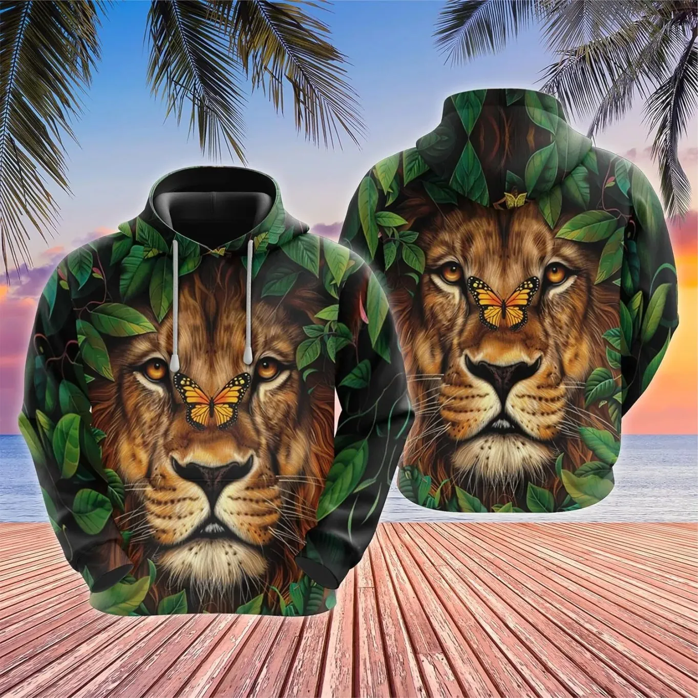 2024 New Men's Hoodie 3D Jungle Lion Print Sweatshirt Hoodies Fashion Unisex Oversized Streetwear Tracksuit Outdoor Men Clothing