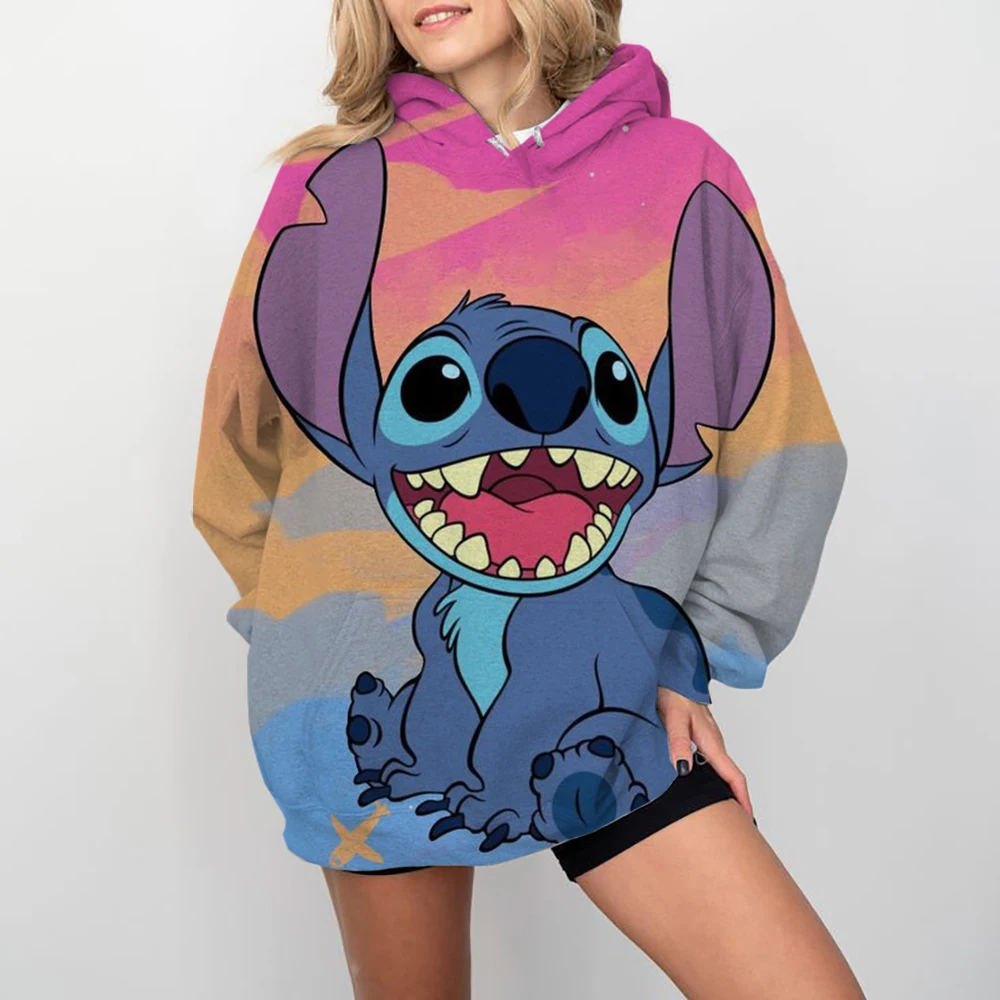 Disney lilo stitch pulôver hoodies manga longa moletom meninos meninas das mulheres dos homens roupas pai-filho dos desenhos animados topos casaco