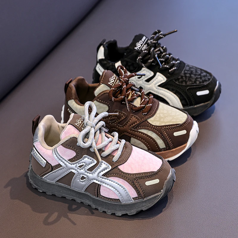 

Новинка зимы 2024, детская обувь, модная универсальная повседневная обувь для девочек, красивая повседневная спортивная обувь с цветными блоками для мальчиков