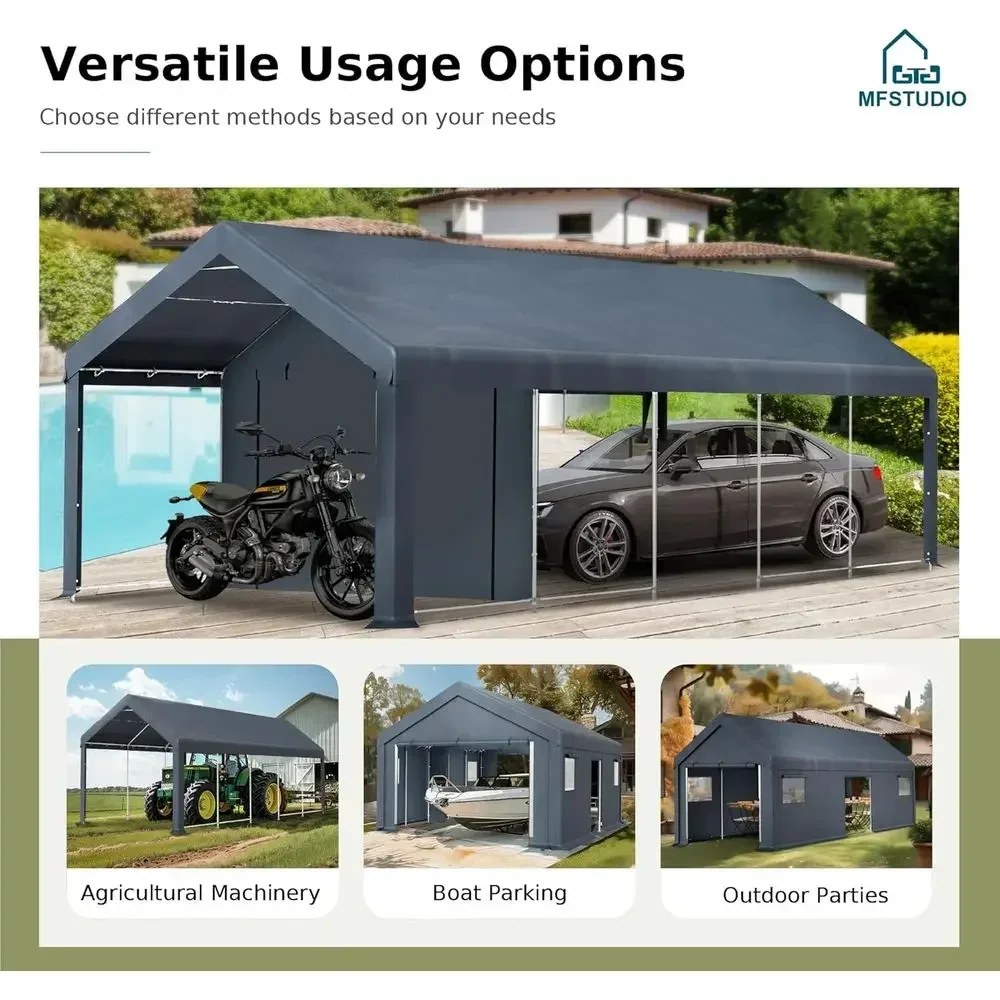 Portable Carport Garage,13x24 Car Tent Garage Heavy Duty Shed Carports Storage Tents with Rolled up Zipper Do, Extra Large Car T
