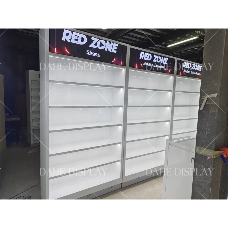 custom.Mobile Phone Accessories Shop Glass Cabinet Display Store Vitrine Wall Standing Display Cabinet With Lights