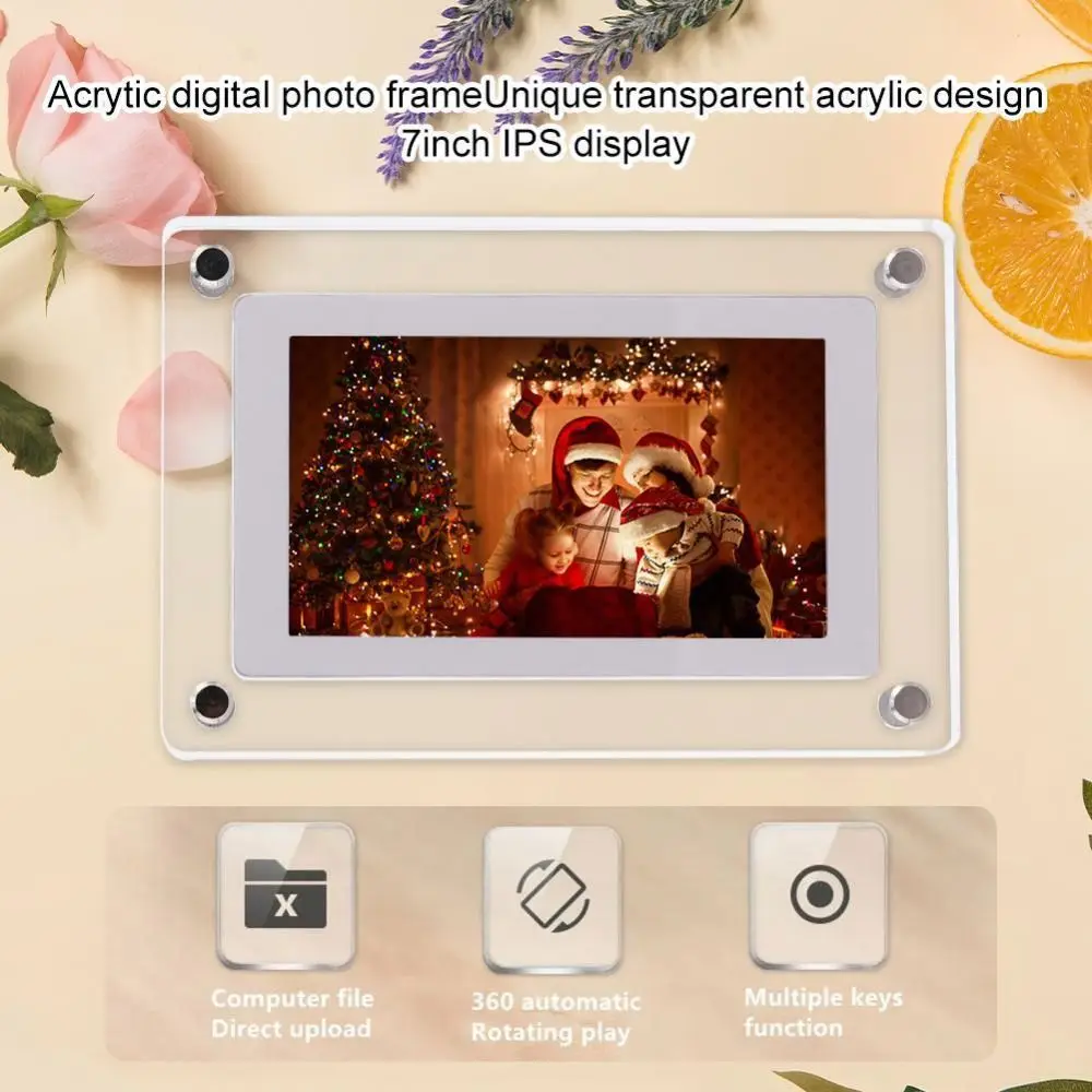 

Подарочная акриловая цифровая фоторамка, 7-дюймовая видеорамка высокого разрешения, 480x854 играет, музыкальная рамка для слайдов, домашний декор