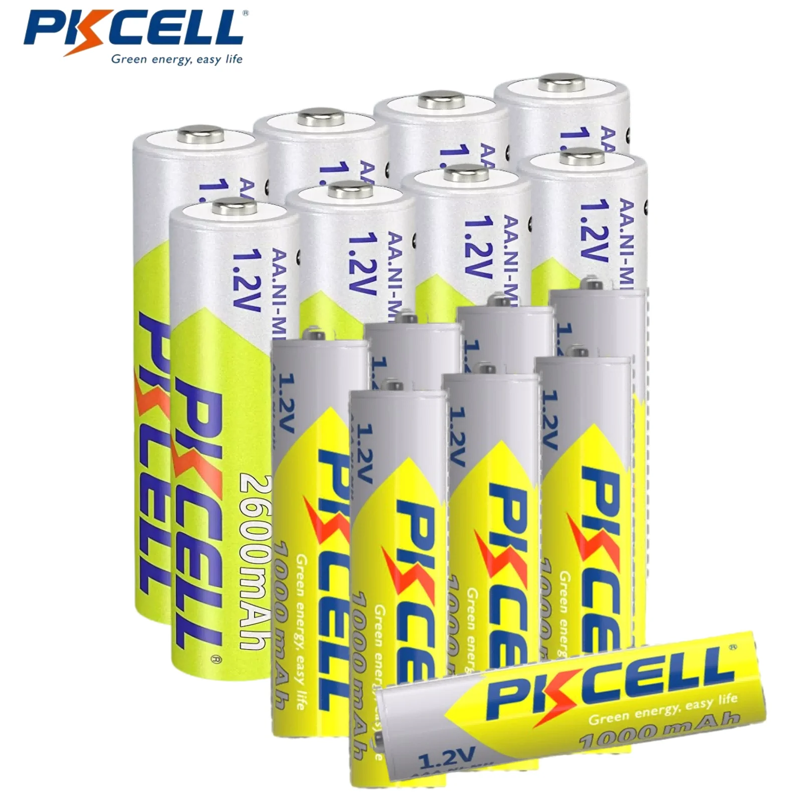 

PKCELL 16 Sets AA AAA Batteries Combo with 8PCS AA 2600mAh & 8-Pack AAA 1000mAh Rechargeable Battery