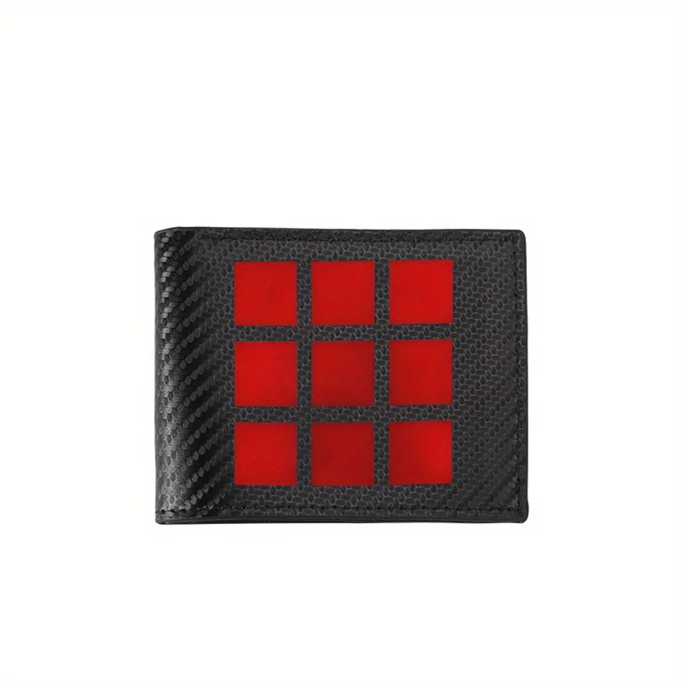 Nine squares simple array red blocks Men's Wallets Simple Business Modern Stylish Printing Design Gifts For Father Boyfriend Chr