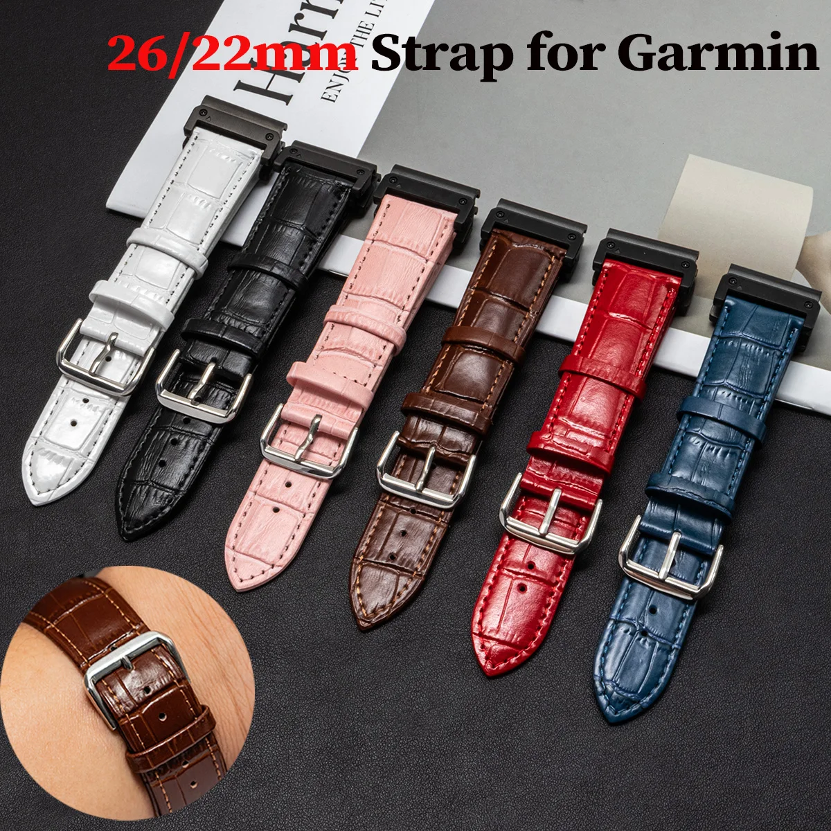 Quickfit 26 مللي متر 22 مللي متر حزام ل Garmin Epix Pro 51/47 مللي متر Tactix 8 7 Pro Fenix 8 7 7X Enduro3 سوار جلدي حزام الساعات اكسسوارات