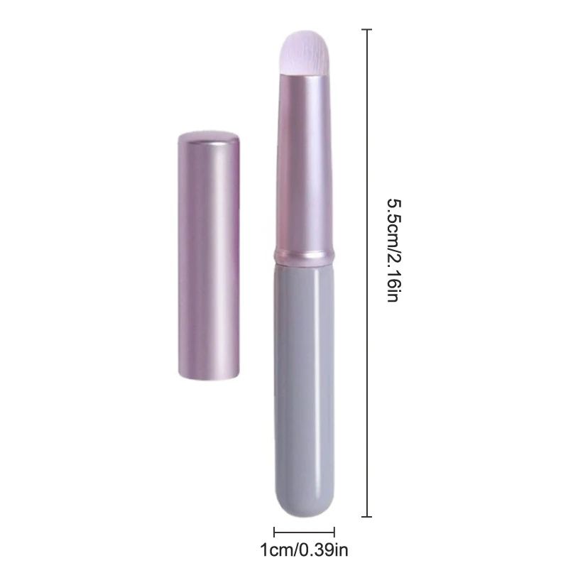 Mini pincel portátil de cabeza redonda para labios, tapa de transporte, lápiz labial, corrector, brillo de labios, difuminado, maquillaje