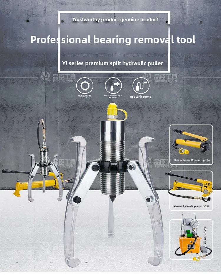 

Professional Hydraulic Puller Set 5-100T Capacity, Modular Kit with 2 & 3 Jaw Attachments for Heavy Duty Removal