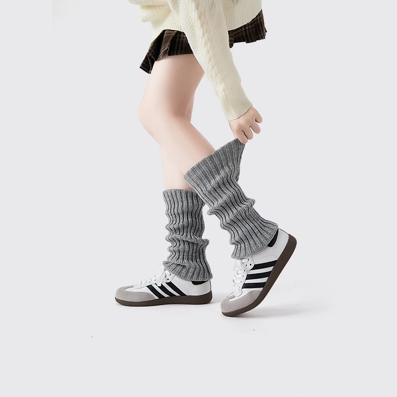 Kave 40CM Knitted Pile Socks  Women Stockings JK Long Socks Thigh High Stockings Black White Knee High Socks Japanese Styles