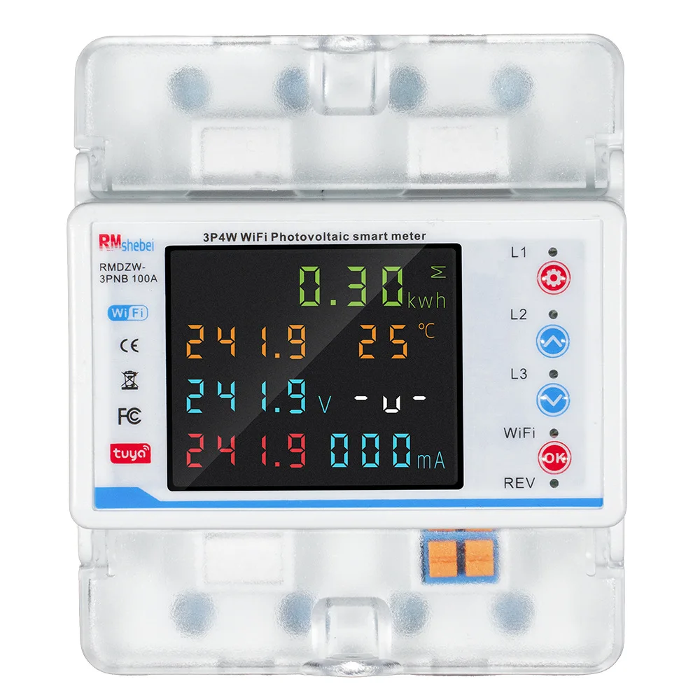 Tuya WiFi Leistungsschalter Intelligenter automatischer Wiedereinschlusssschutz 3-Phasen-4-Draht-Leistungsmesser Schalter LCD-Display Energiezähler