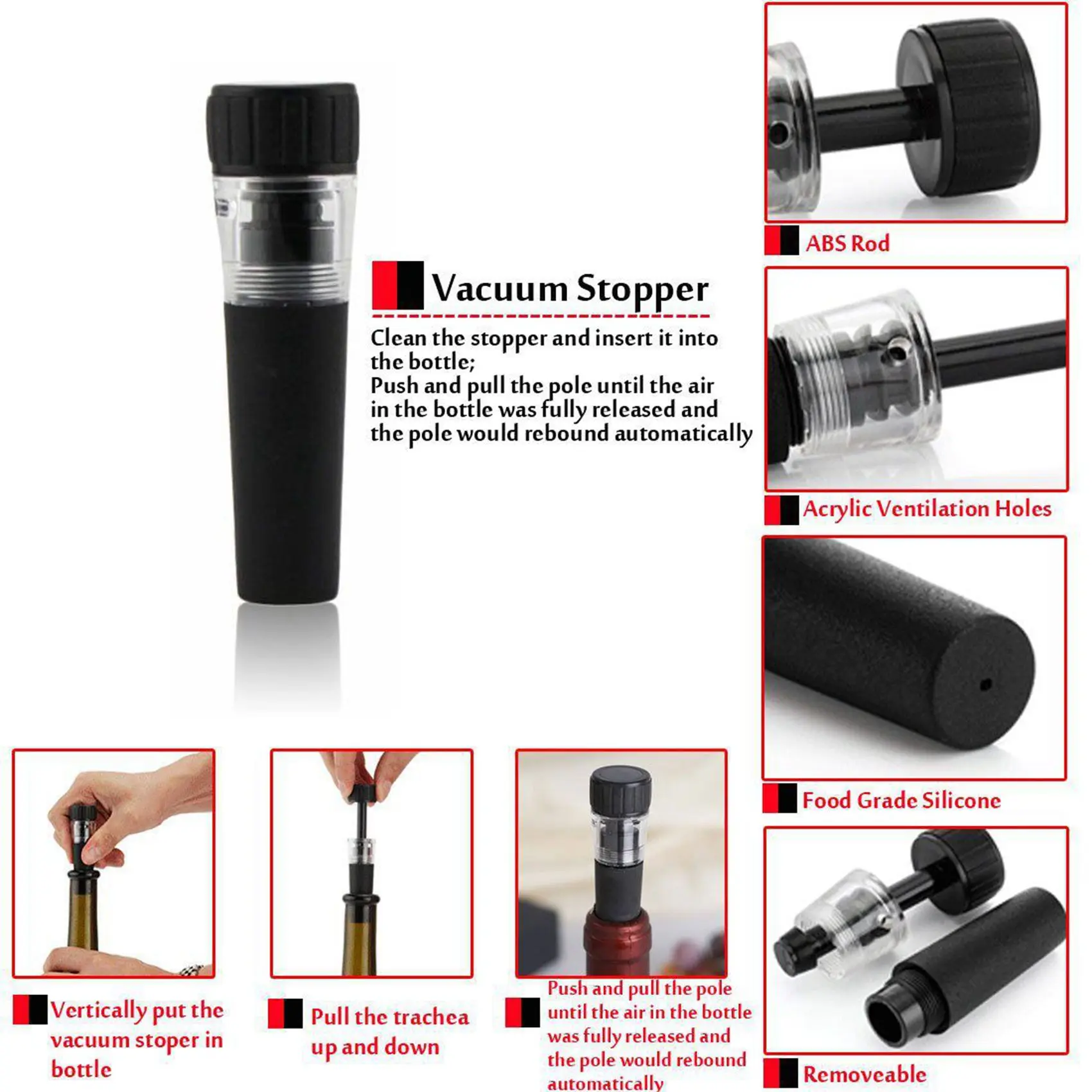 AB33-12 Pcs Wine Opener Set, Air Pressure Pump Opener Gift Box Includes Wine Opener Kit Vacuum Stopper And Wine Pourer Tool