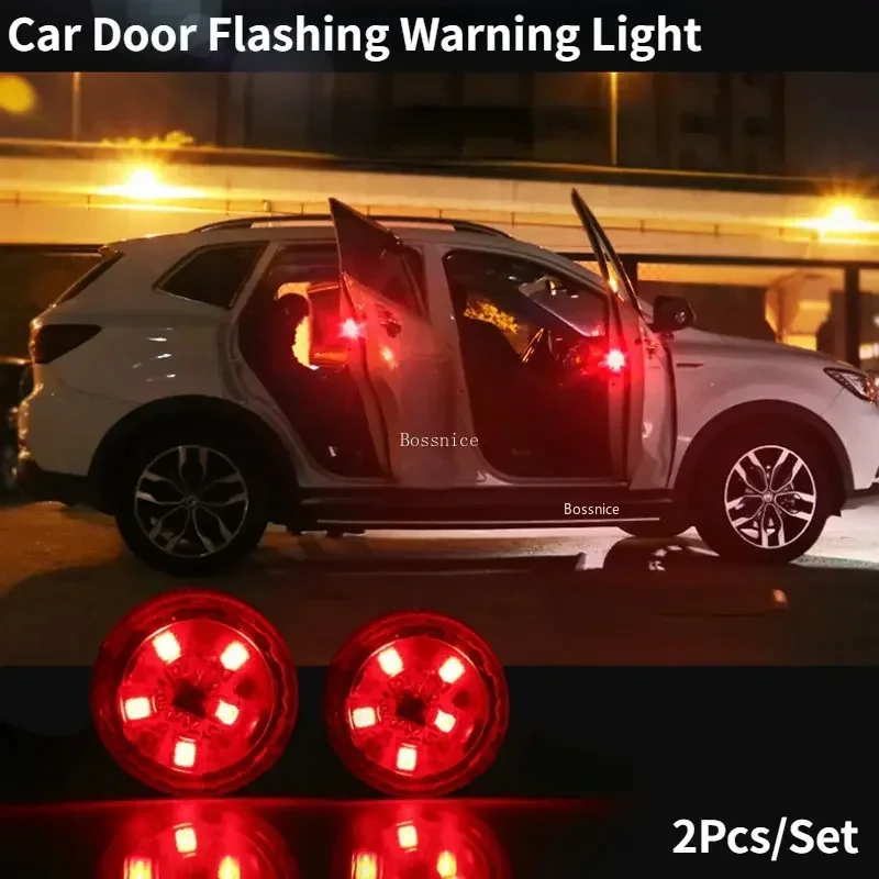 2Pcs Magnetic Wireless 5LEDs Car Door Opening Warning Lights Waterproof Strobe Flashing Anti Rear-end Collision Led Safety Lamps