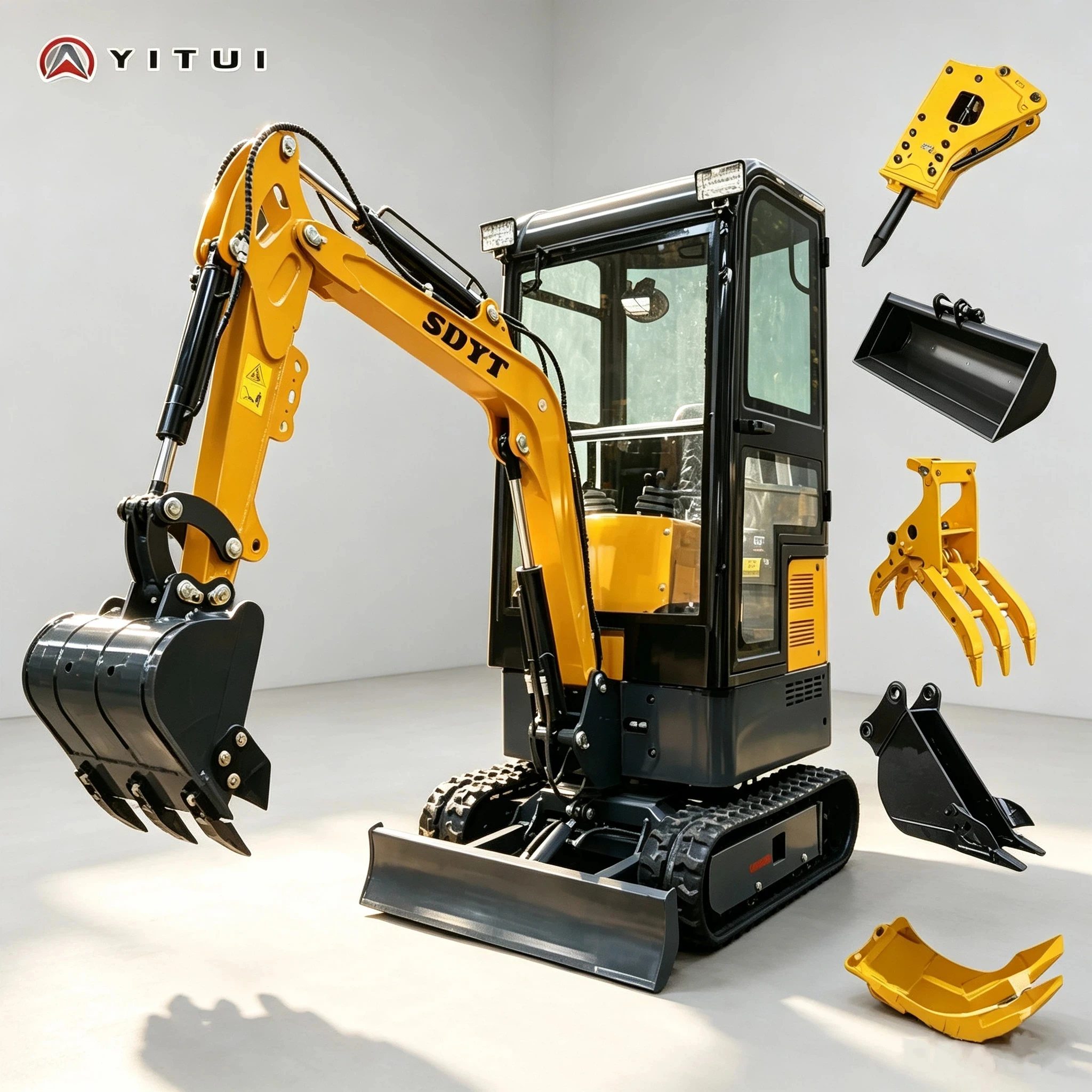 1ton Portable Mini Excavator Smooth Turning Low Noise Operation For Villa Yard Renovation & Land Grading Works Customized