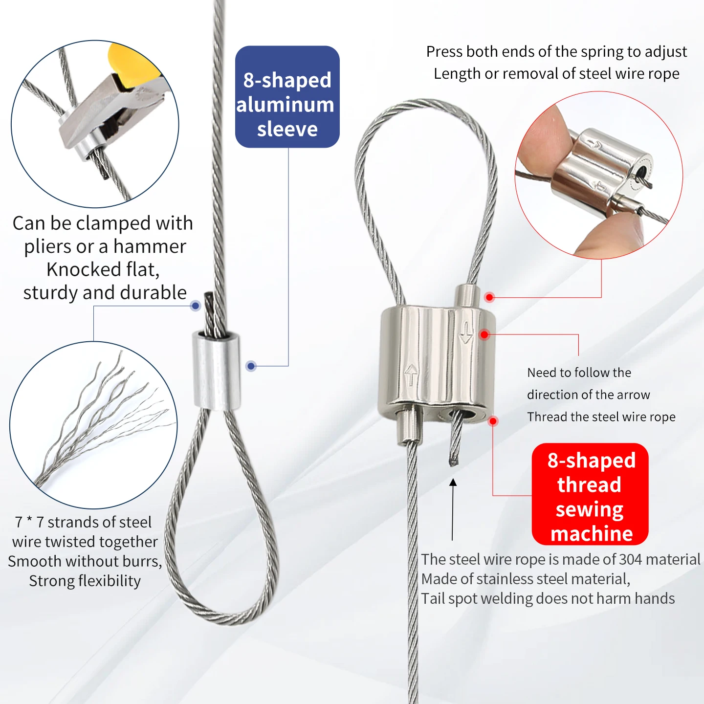 Steel cable 1.5 stainless steel suspension wire kit with adjustable stainless steel wire rope for photo frames/potted plants