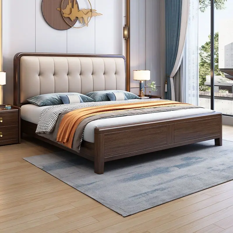 Solid wood double storage bed dovetail full tenon and tenon thickened simple bed