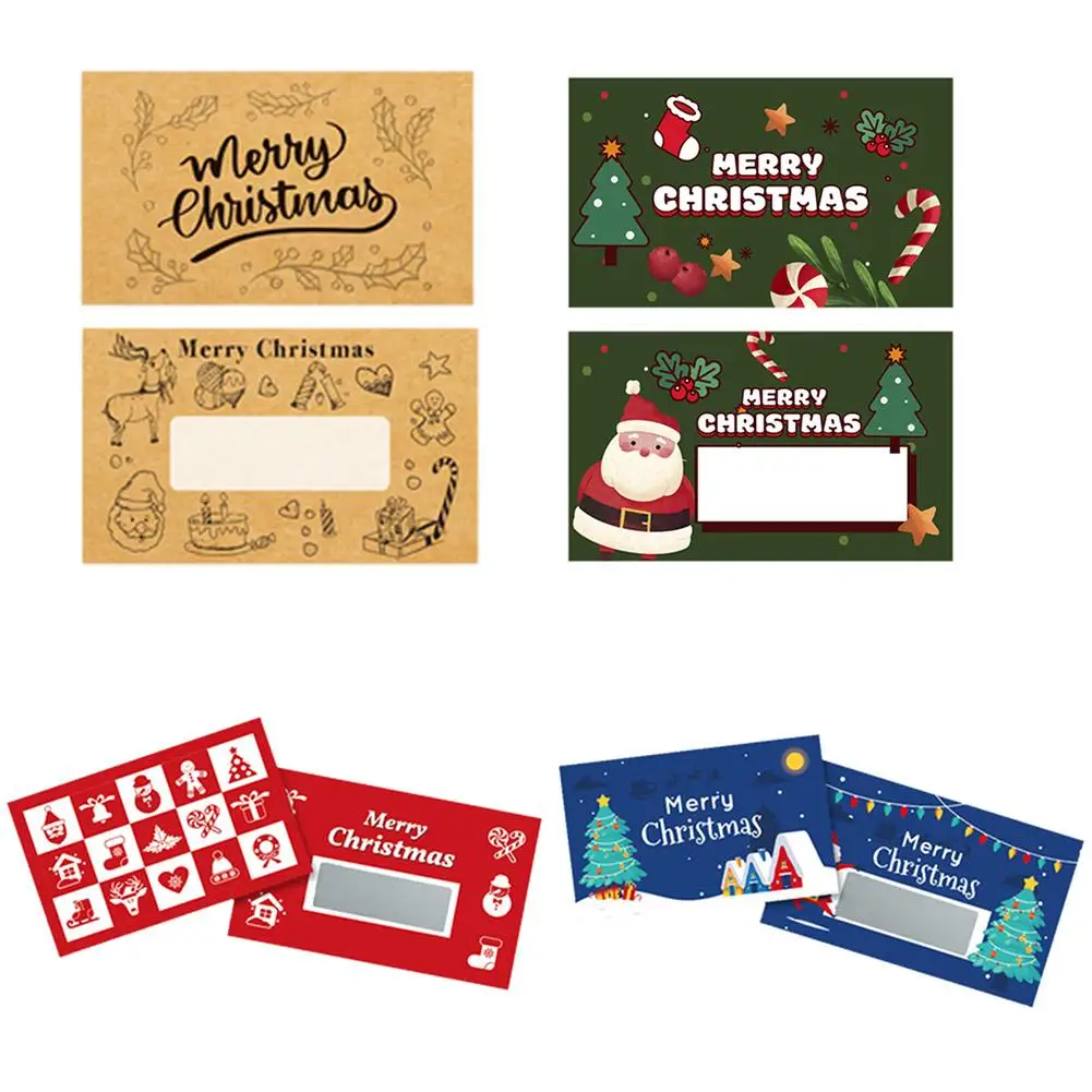 30pcs/set Painting Cartoon Christmas Sticker Scratch Card Paper Child Handwriting Interactive Student Pleasant Surprise