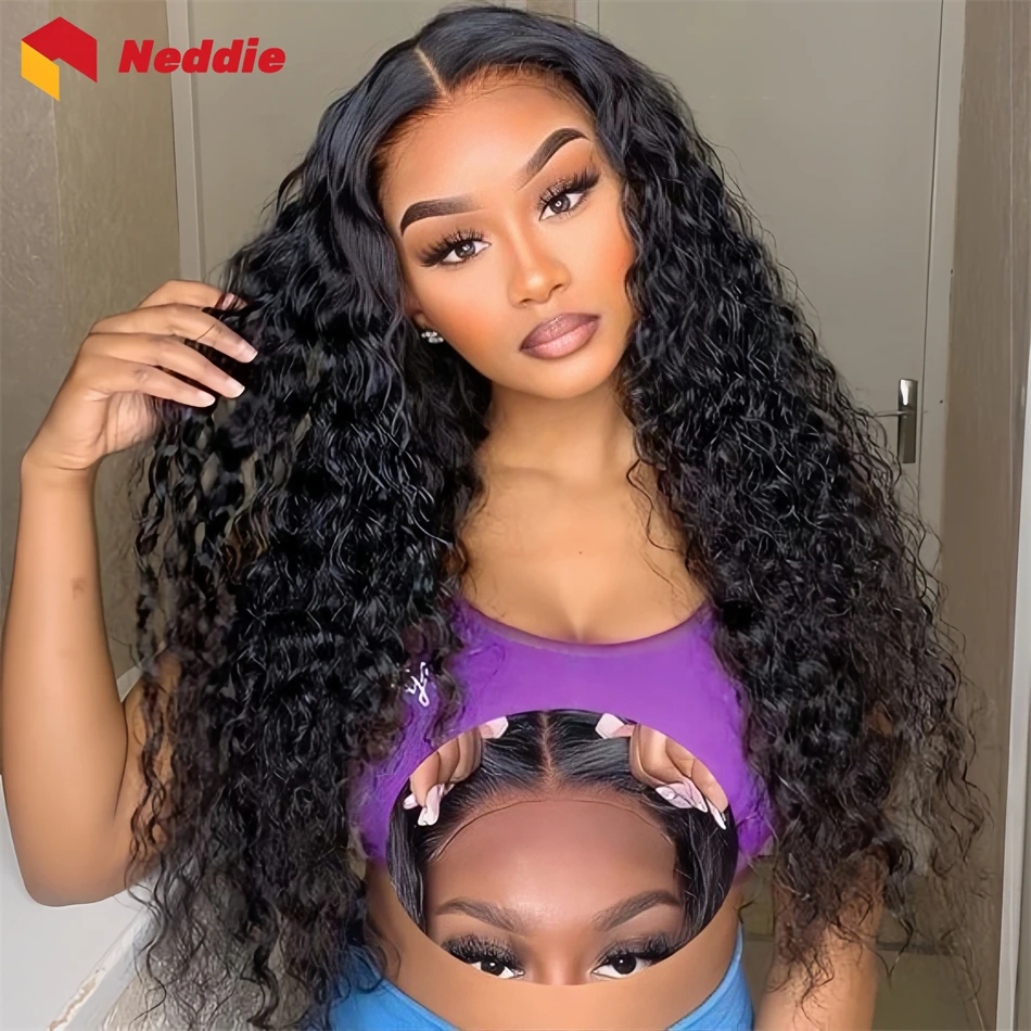 200 Density Glueless Brazilian Black Curly Wig 100% Human Hair Hd Lace Frontal Deep Wave Wigs Ready to Wear for Women on Sale